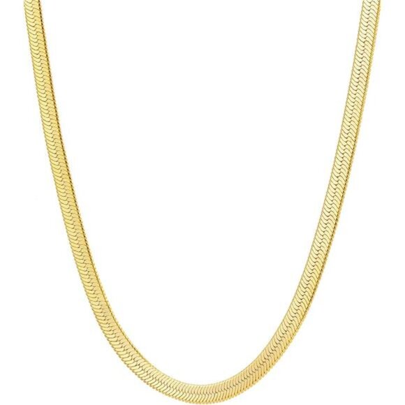 Gold Plated Necklace for Women, 14K Gold Plated Herringbone Chain Necklaces - Picture 1 of 7